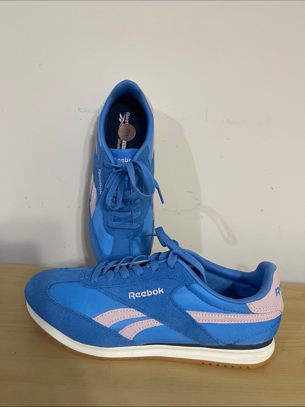 Reebok Blue Sneakers with Pink Accents